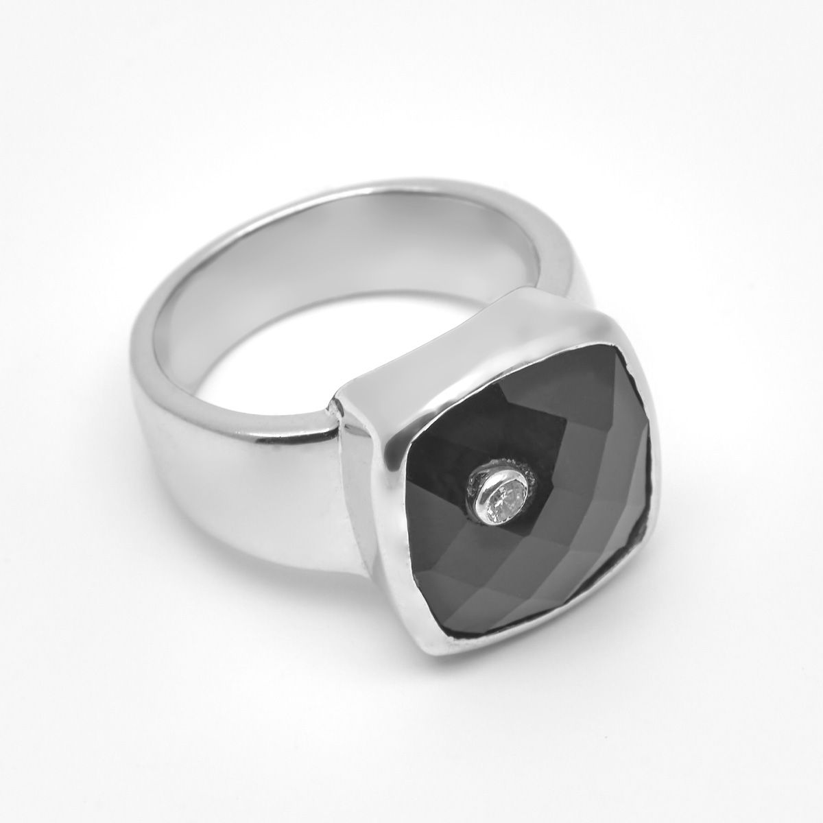 Bague onyx, topaze argent Charly chevalière